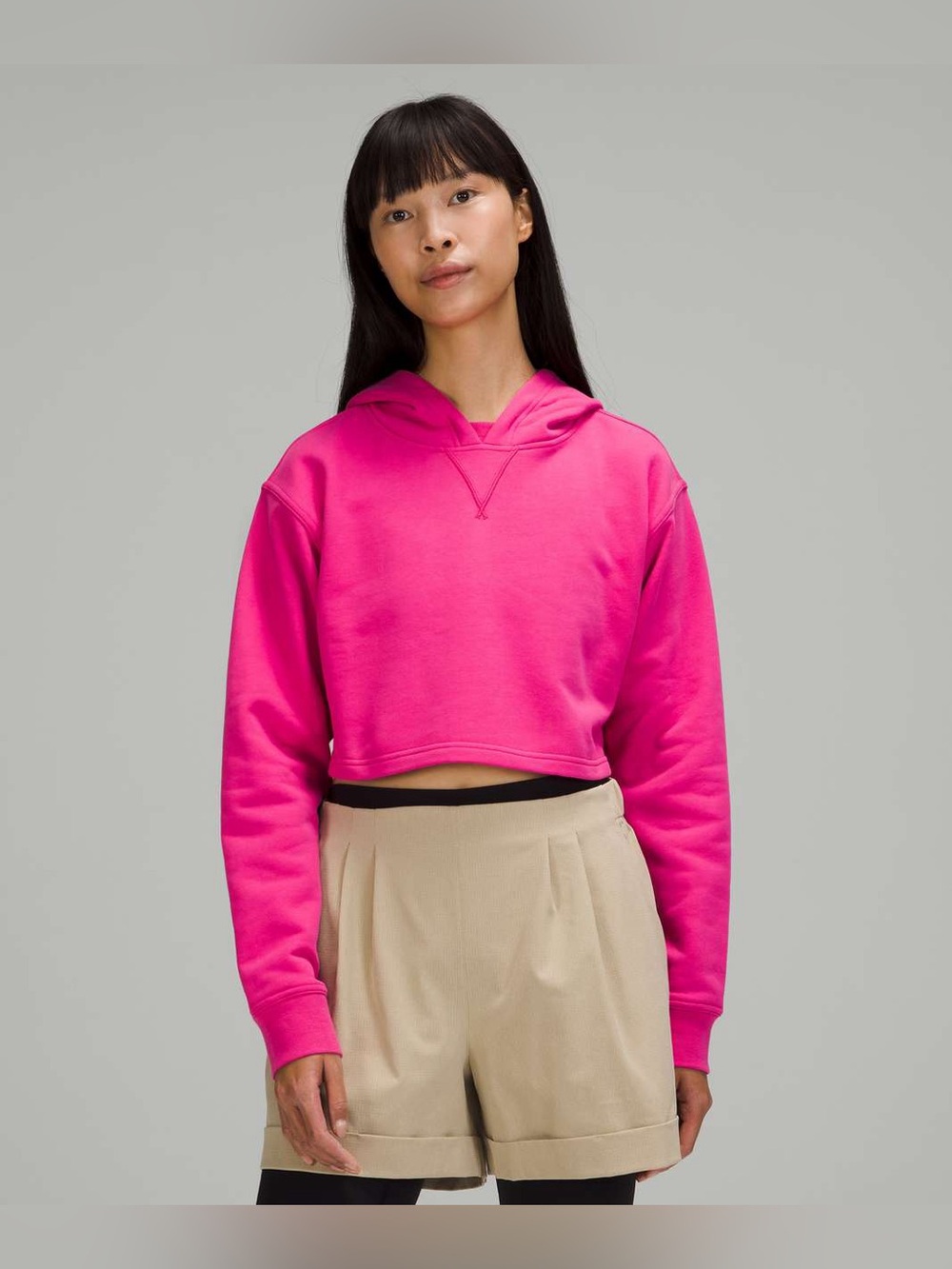 LULULEMON ALL YOURS CROPPED HOODIE IN SONIC PINK SIZE M/L